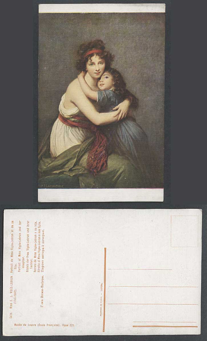 Mme E.L. Vigee-Lebrun and Her Daughter - Museum Musee du Louvre Old Art Postcard