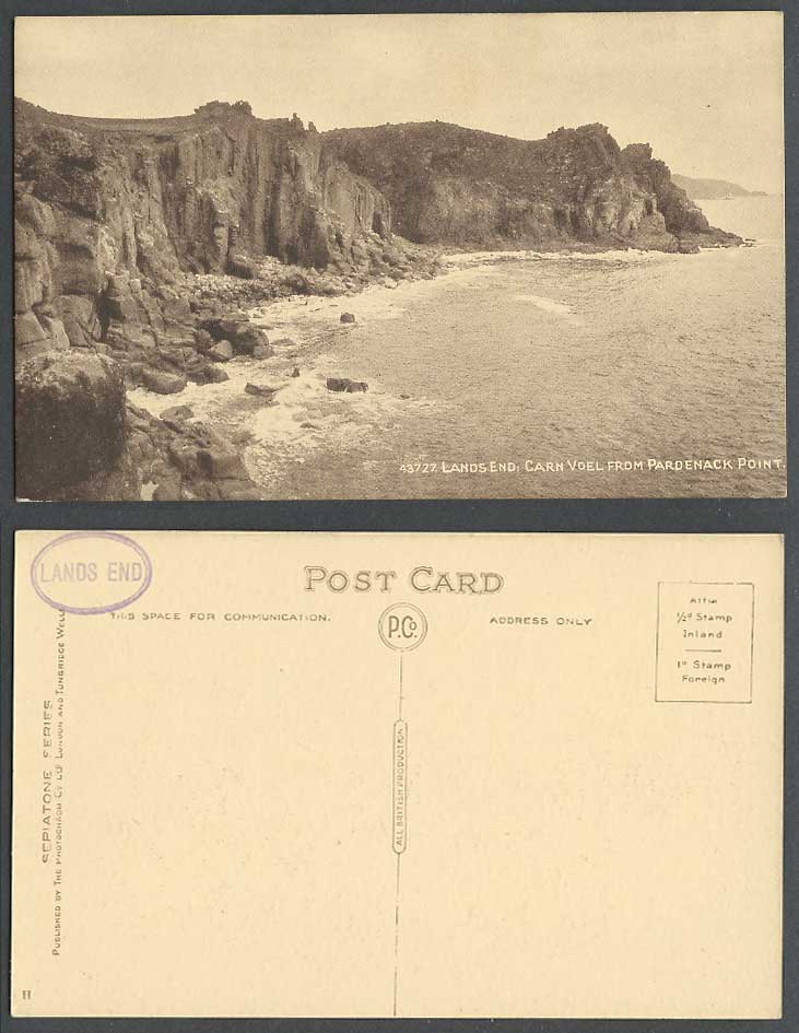 Lands Land's End Carn Voel from Pordenack Pardenack Point, Cornwall Old Postcard