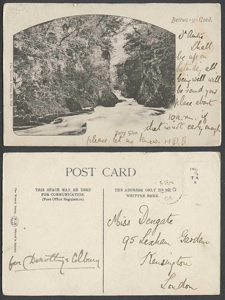 Bettws-y-Coed Fairy Glen 1904 Old Postcard Wales River Scene Betws Conwy, Wrench