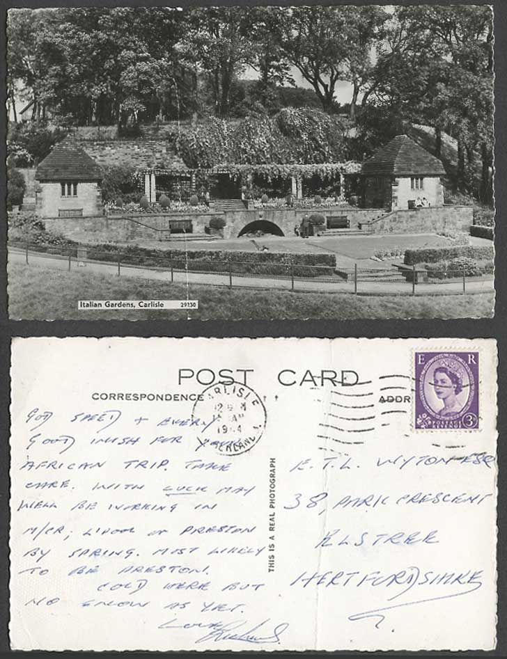 Carlisle Italian Gardens Cumbria Lake Distr QEII 3d 1964 Old Real Photo Postcard