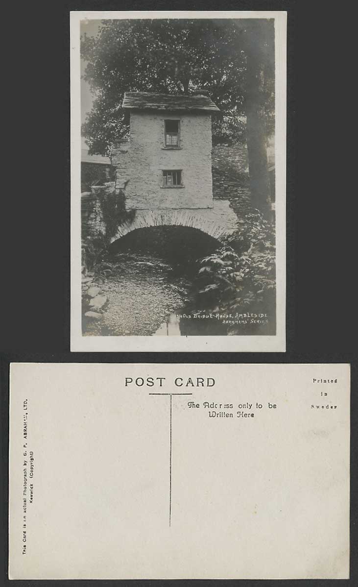 Ambleside Old Bridge House, Cumbria Vintage Real Photo Postcard Abrahams' Series