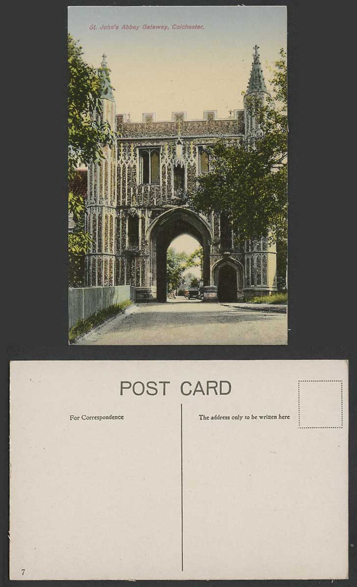 St. John's Abbey Gateway Gate, Colchester Street Scene Essex Old Colour Postcard