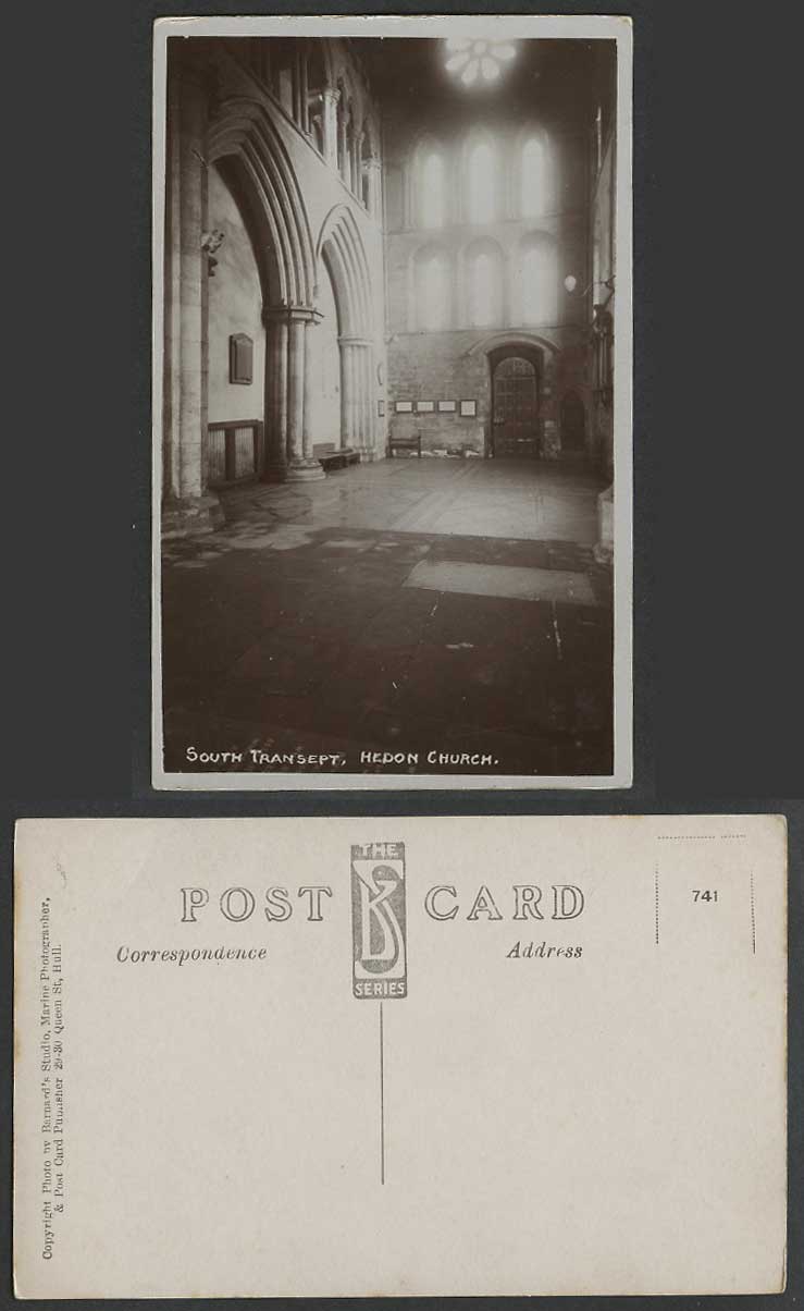 Hedon Church, St. Augustine's, South Transept, Yorkshire Old Real Photo Postcard