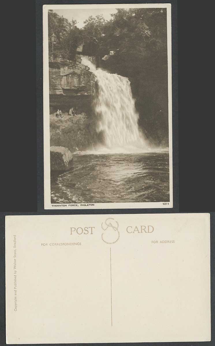 Thornton Force Ingleton Waterfall Water Fall Yorkshire Old Postcard Walter Scott