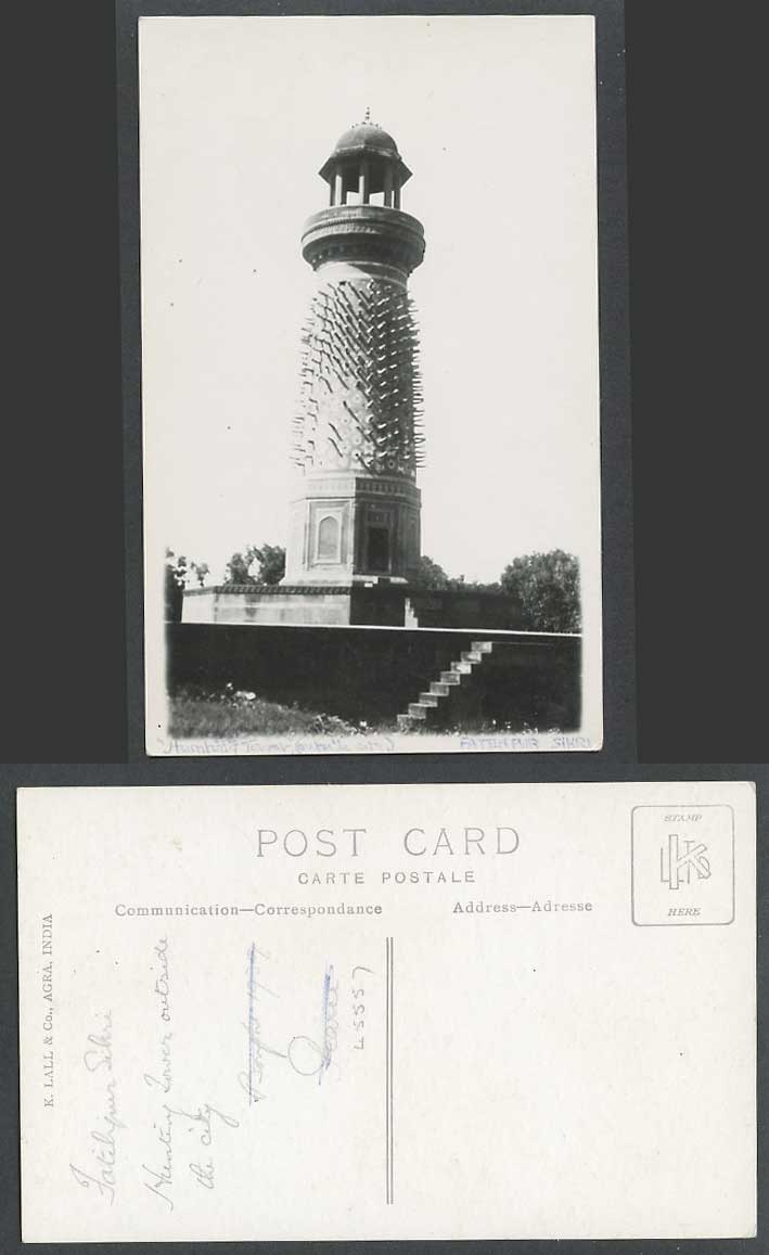 India Old Real Photo Postcard The Elephant Tower, Futtehpur Fatehpur Sikri, Agra