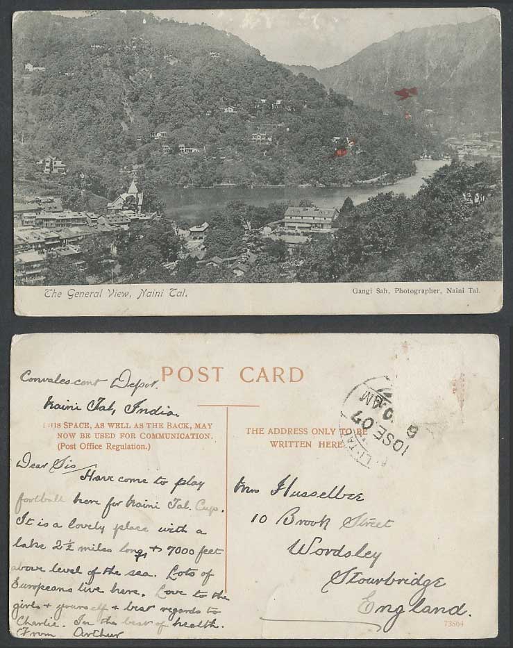 India 1907 Old Postcard Naini Tal NAINITAL Naini-Tal LAKE Panorama General View