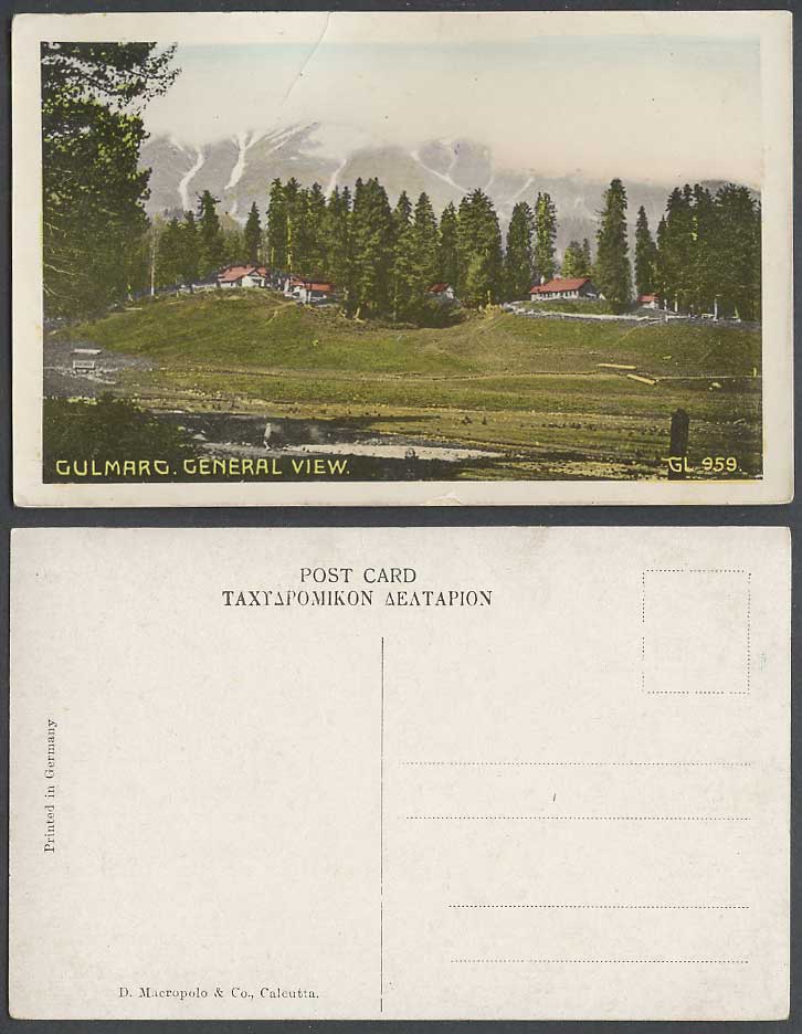 India Old Colour Postcard Gulmarg, General View, Snowy Mountains, Kashmir Jammu