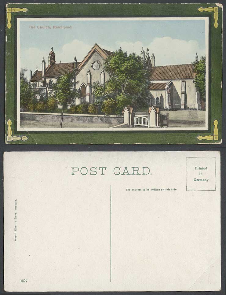 Pakistan Old Colour Postcard THE CHURCH RAWALPINDI, Entrance Gate, British India