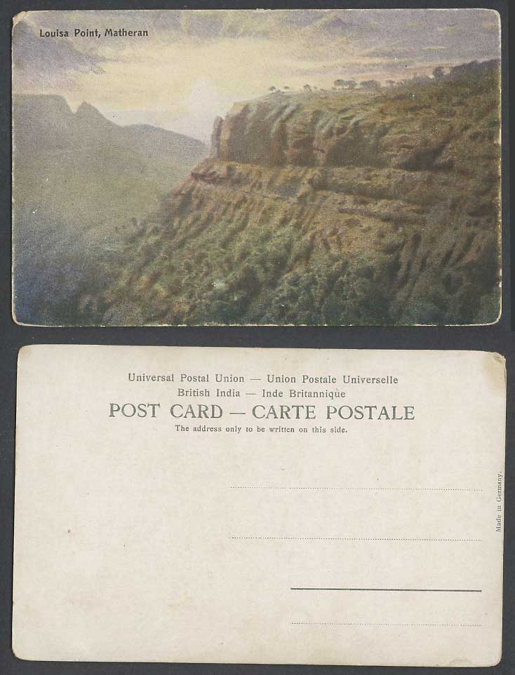 India Old Colour Postcard Louisa Point, Matheran, Sun, Mountains & Panorama