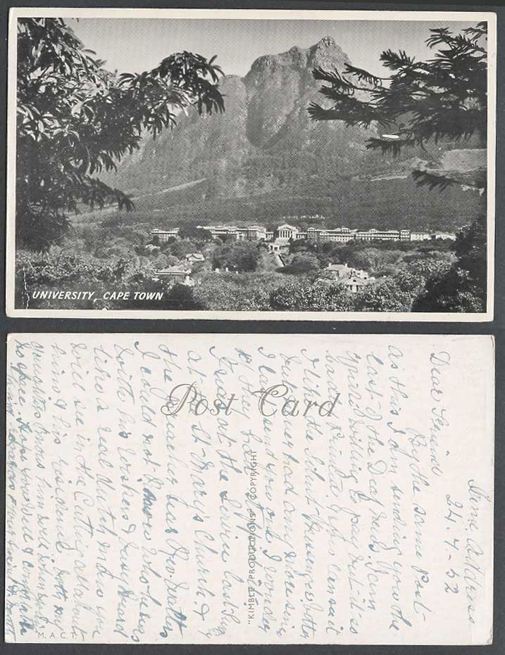 South Africa 1952 Old Postcard Cape Town University School Mountain General View