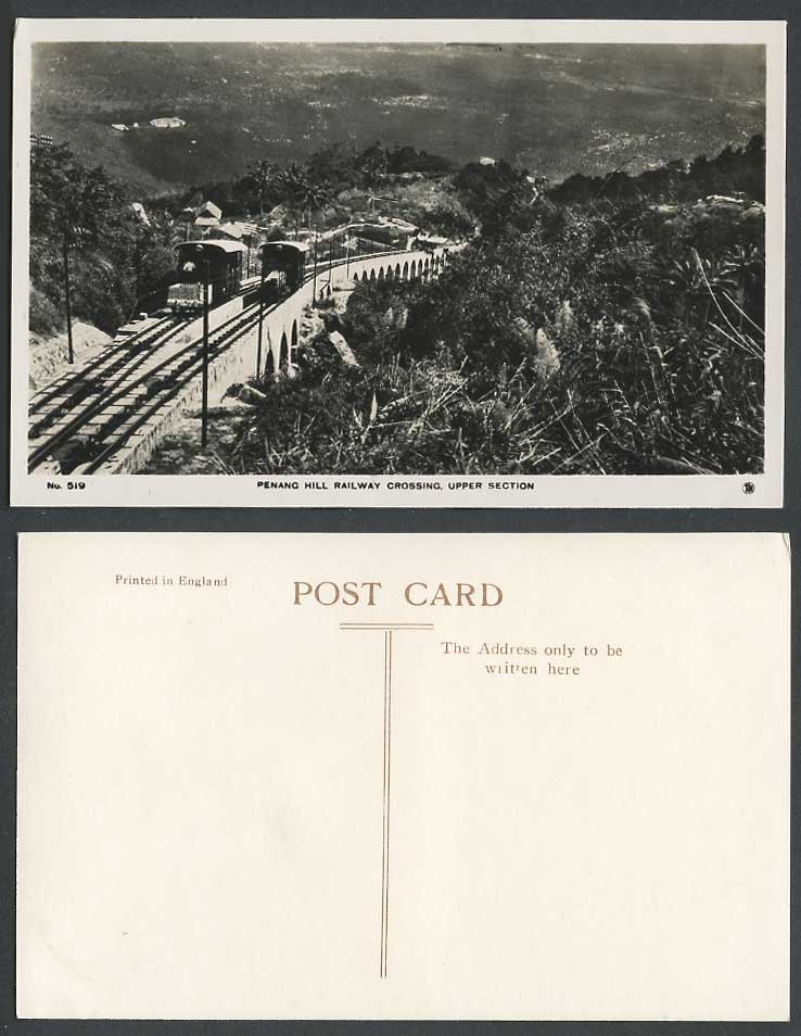Penang Hill Railway Cross Upper Section Trams Trains Old Real Photo Postcard 519