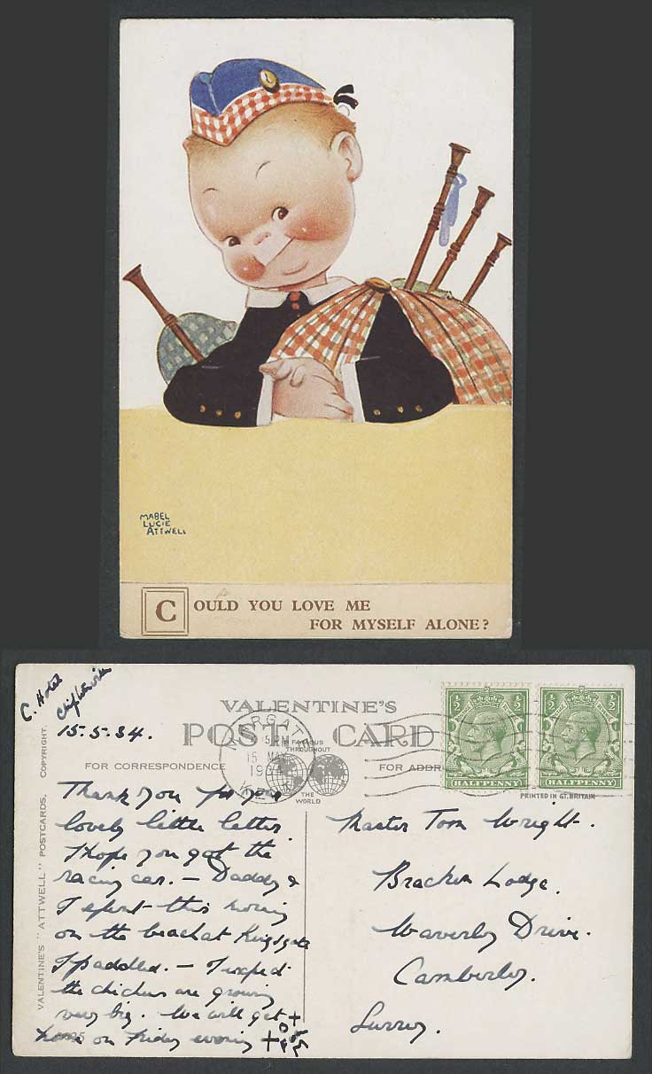 MABEL LUCIE ATTWELL 1934 Old Postcard Scottish Could You Love Me For Myself 2035