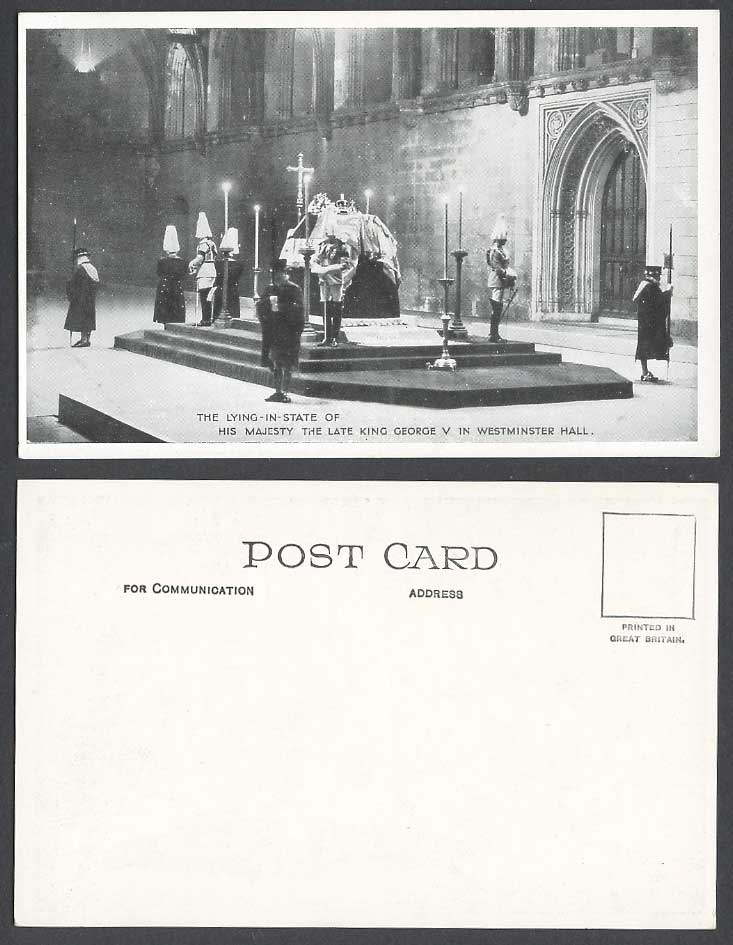 London In Westminster Hall Lying-in-State Late King George V Guards Old Postcard