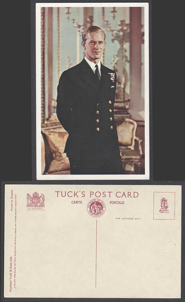 Duke of Edinburgh Prince Philip QEII Husband British Royalty Old Tuck's Postcard