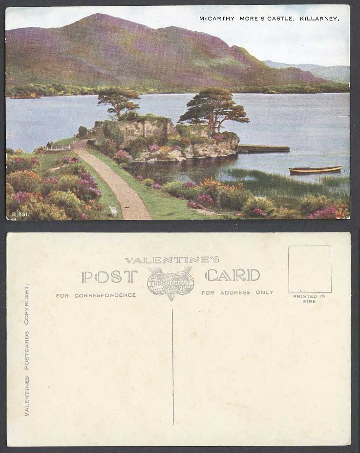 Ireland Co. Kerry McCarthy More's Castle Killarney Panorama Old Colour Postcard