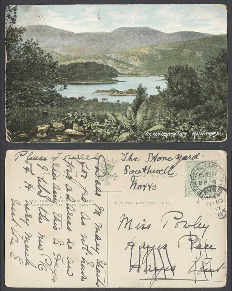 Ireland 1907 Old Colour Postcard On The Upper Lake Killarney Co. Kerry Panorama