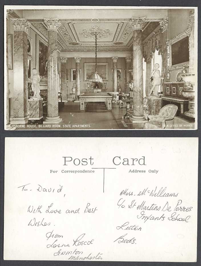 Isle of Wight Osborne House Billiard Room State Apartments Interior Old Postcard