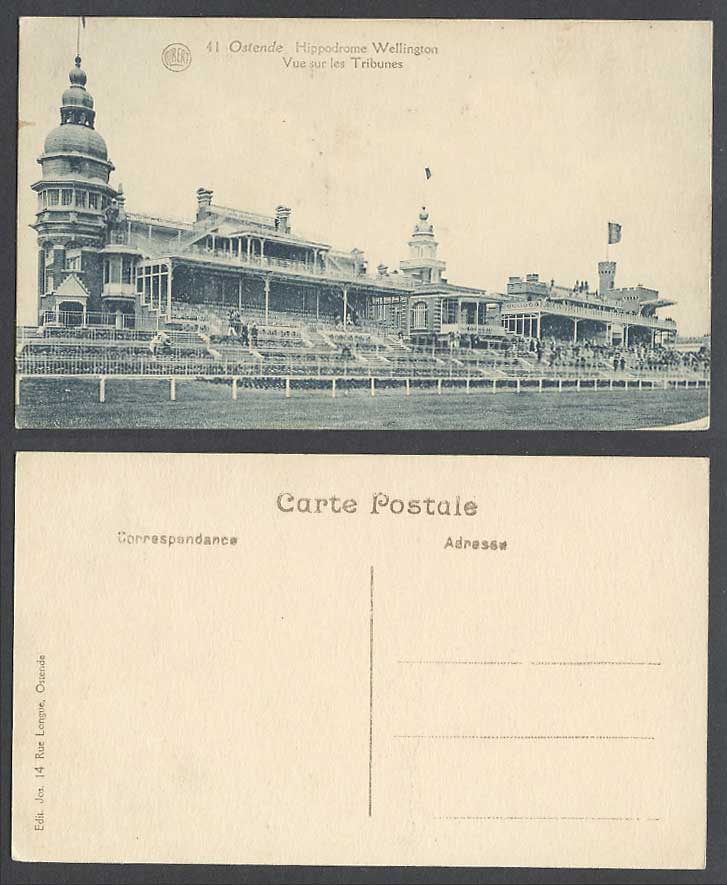 Belgium, Ostende Hippodrome Wellington, Vue sur les Tribunes Ostend Old Postcard