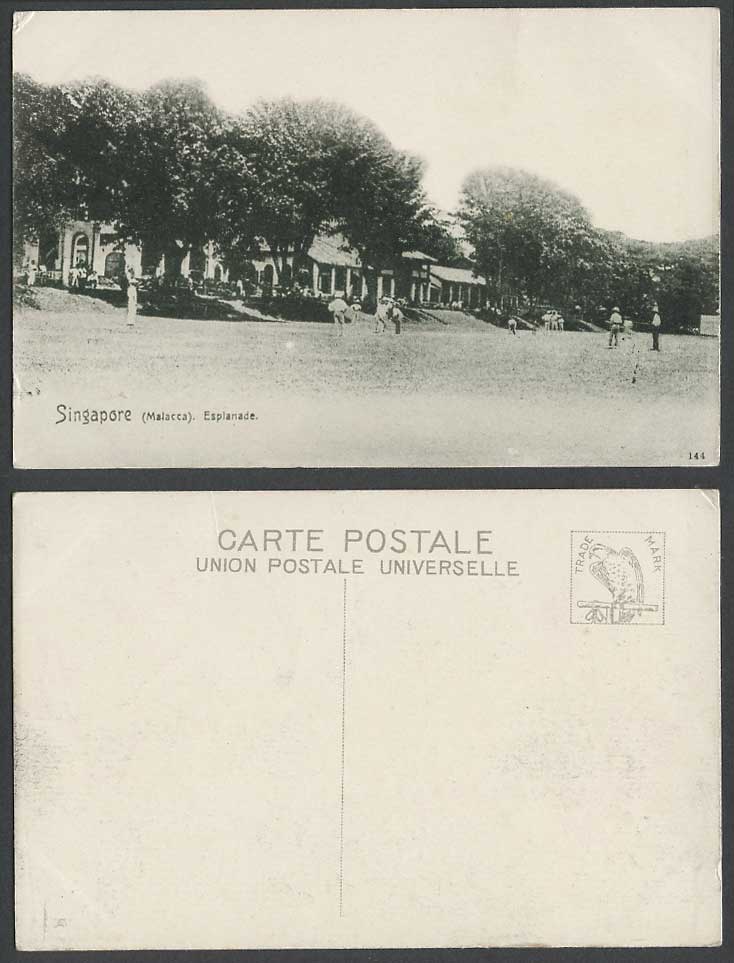 Malacca Singapore Esplanade Cricket Game Players Street Scene Sport Old Postcard