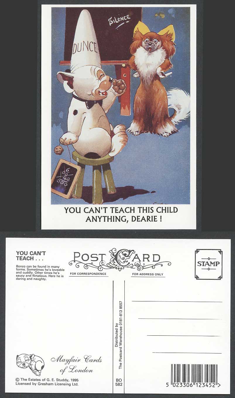 BONZO DOG GE Studdy Postcard U Can't Teach This Child Anything Dearie Dogs BO582