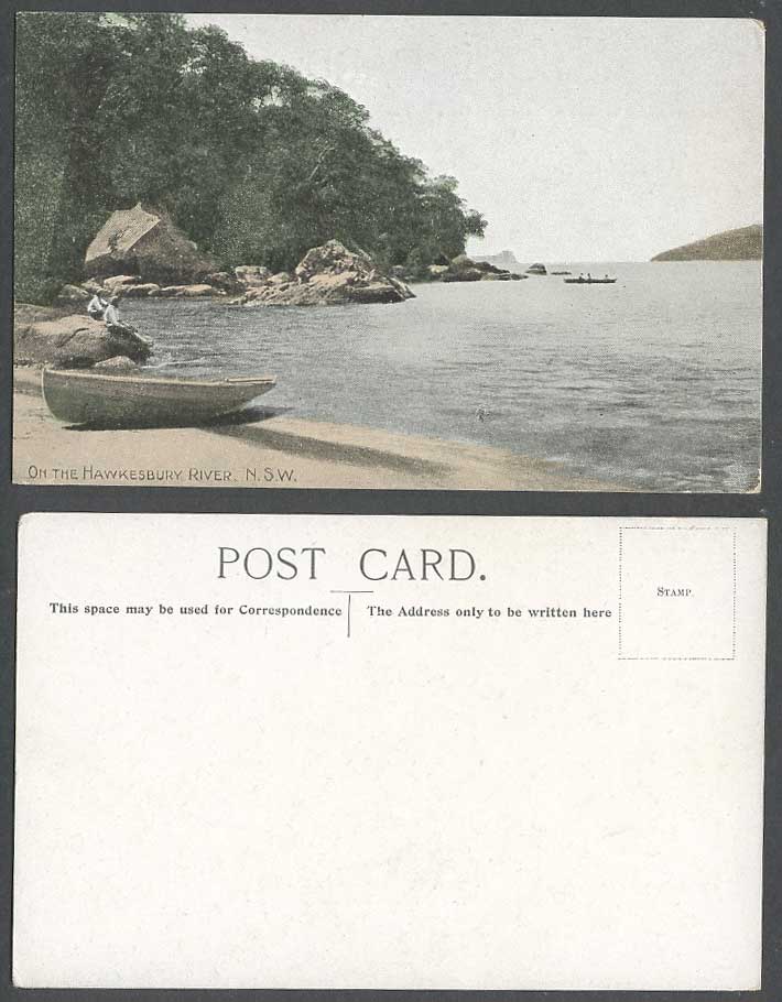 Australia Old Color Postcard On The Hawkesbury River Scene Boats Panorama N.S.W.