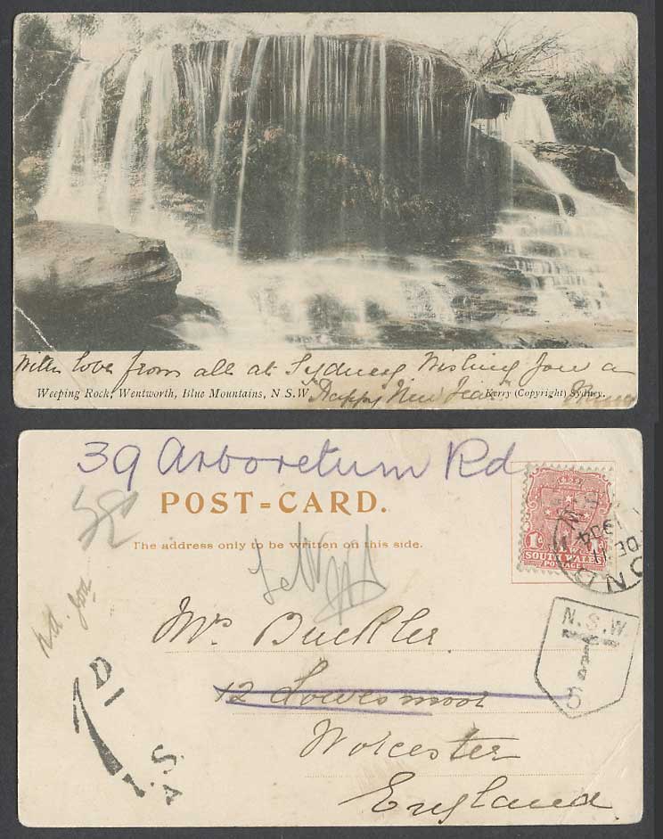 Australia Postage Due 1904 Old UB Postcard Weeping Rock Wentworth Blue Mountains