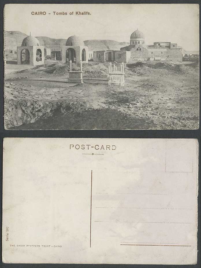 Egypt Old Postcard Cairo Tombs of Khalifs Tombeaux des Khalifes Hills Cross 597