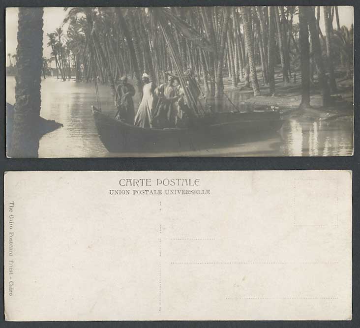 Egypt Old Real Photo Postcard Cairo Native Boat Boating Palm Trees Men, Bookmark