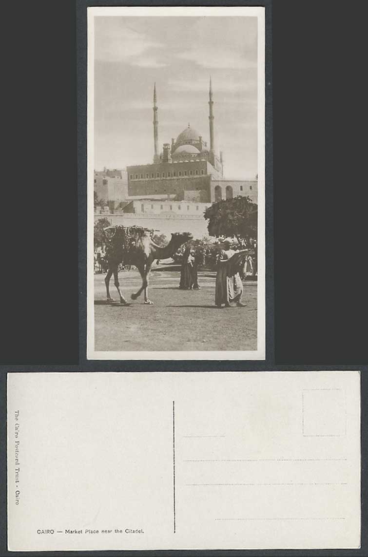 Egypt Old Real Photo Postcard Cairo Camel Market Place near The Citadel Bookmark