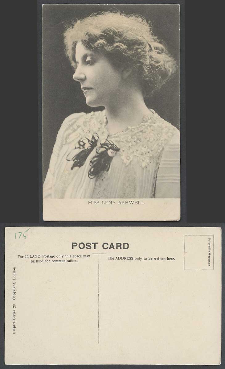 Edwardian Actress Miss Lena Ashwell, Woman Lady Empire Series No.29 Old Postcard