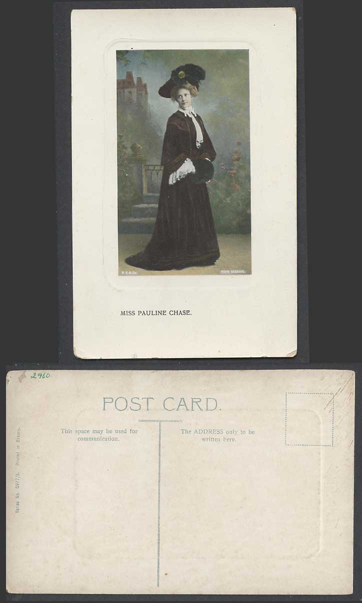 American Dancer Actress Miss PAULINE CHASE Lady Old Real Photo Postcard Embossed