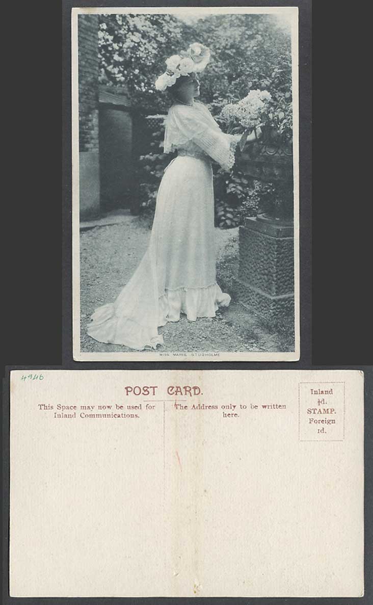 Actress Miss MARIE STUDHOLME with Flowers Garden Glamour Lady Woman Old Postcard