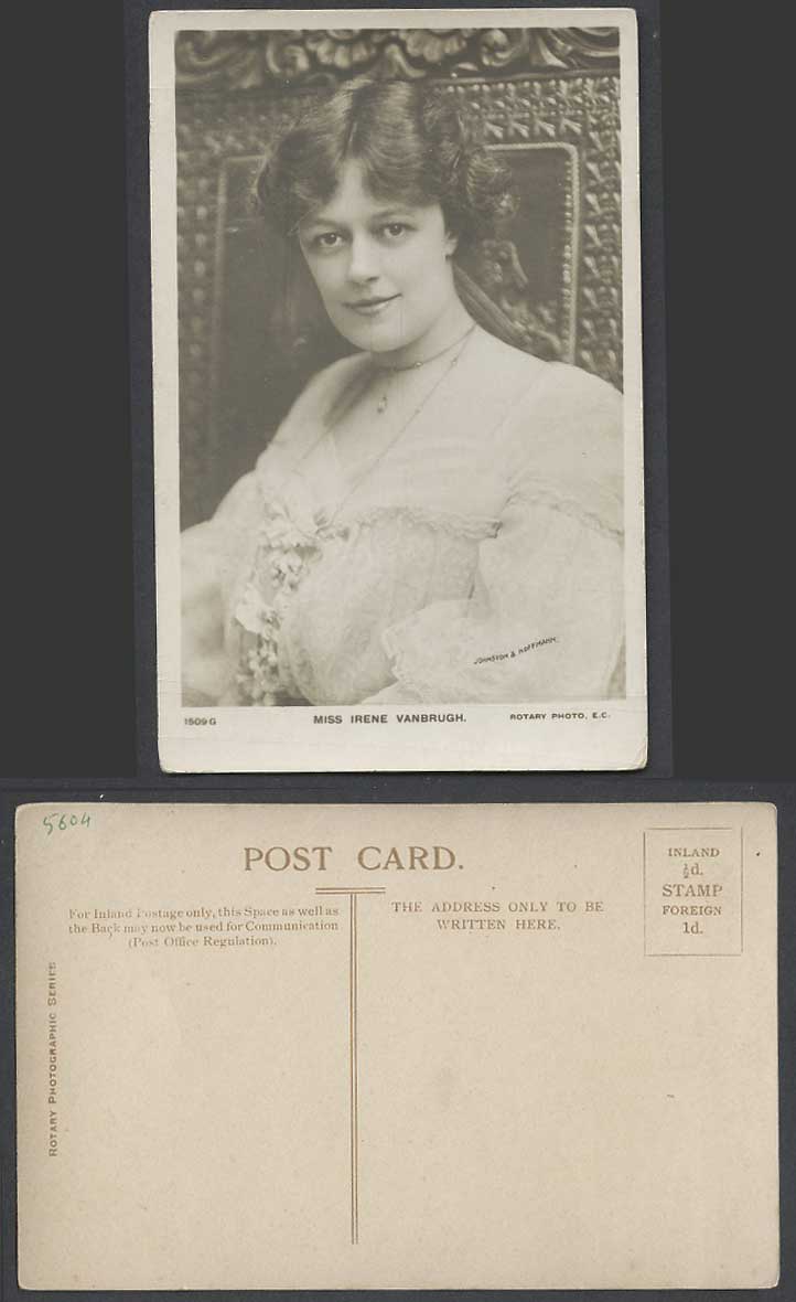 Edwardian Actress Miss Irene Vanbrugh Old Real Photo Postcard Rotary Photo 1509G
