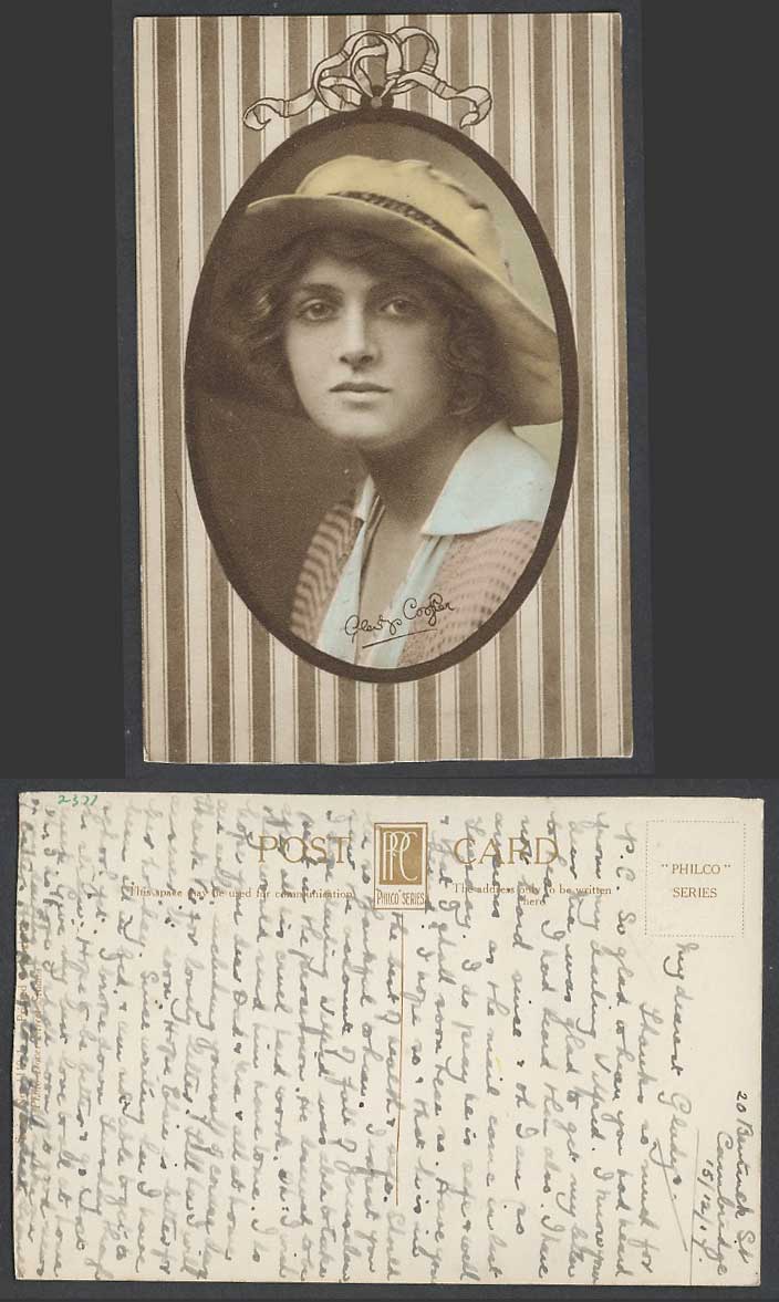 Actress Miss Gladys Cooper Old Postcard Hand-Painted, Photo Dover Street Studios