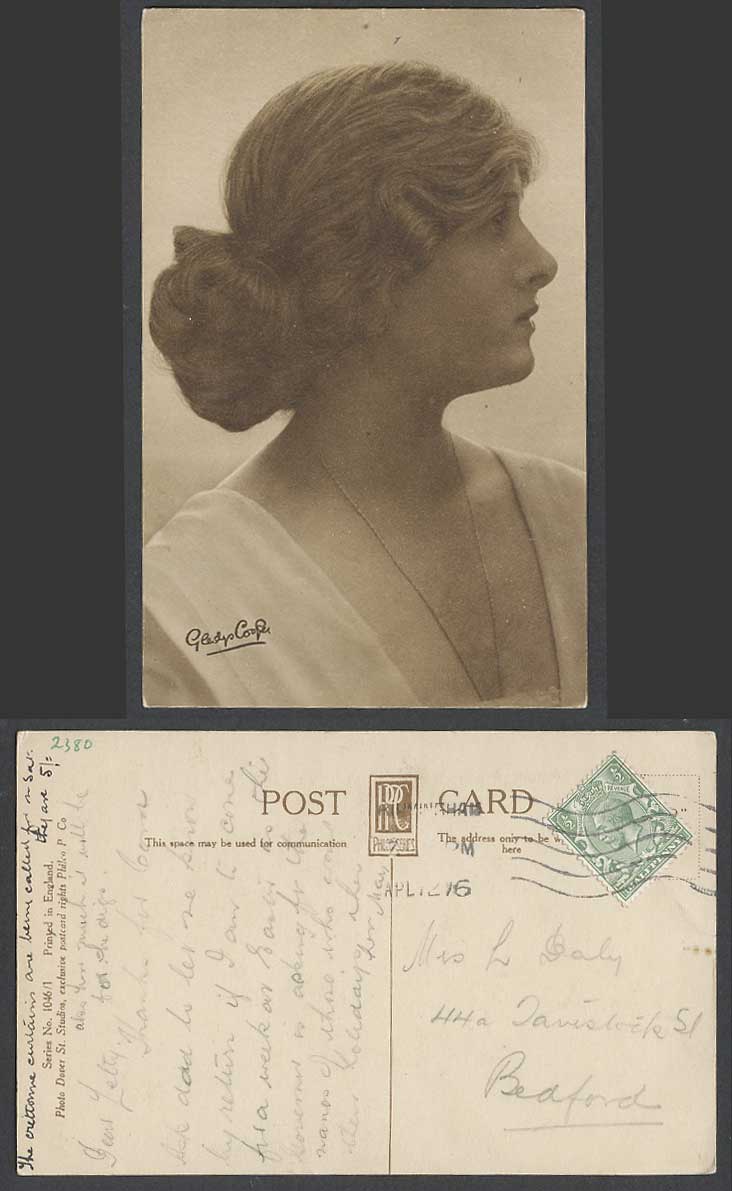Actress Miss Gladys Cooper, Side View 1916 Old Postcard Photo Dover St. Studios