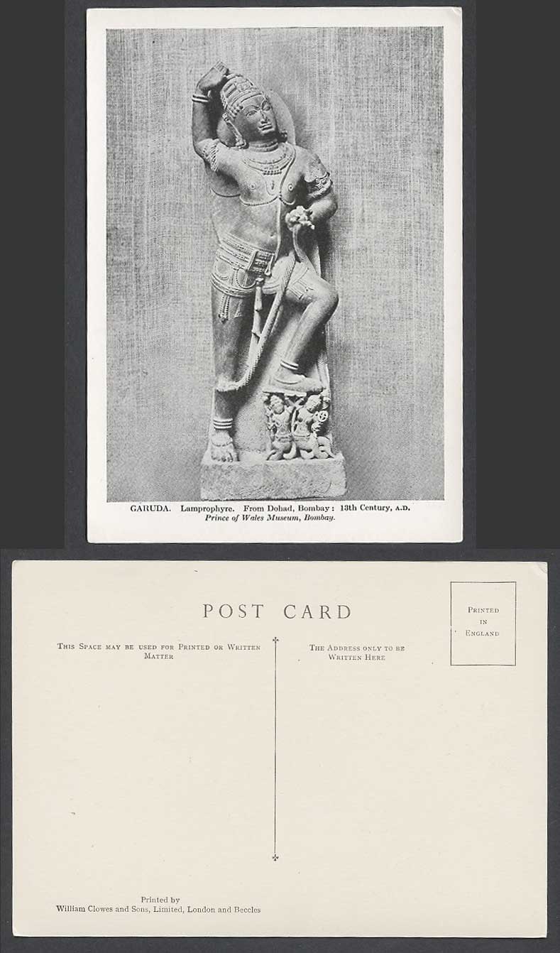India Old Postcard Garuda Lamprophyre Dohad Bombay Prince of Wales Museum, Hindu