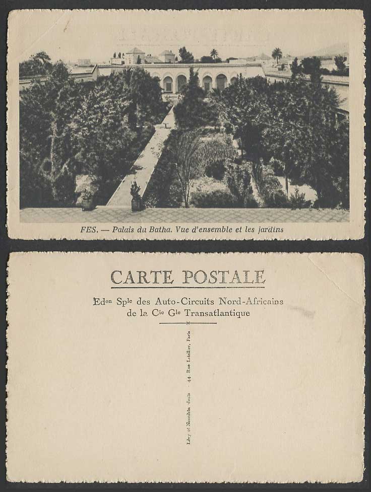 Algeria Old Postcard Fes Fez Palais du Bathu Palace Gardens Les Jardins Fountain