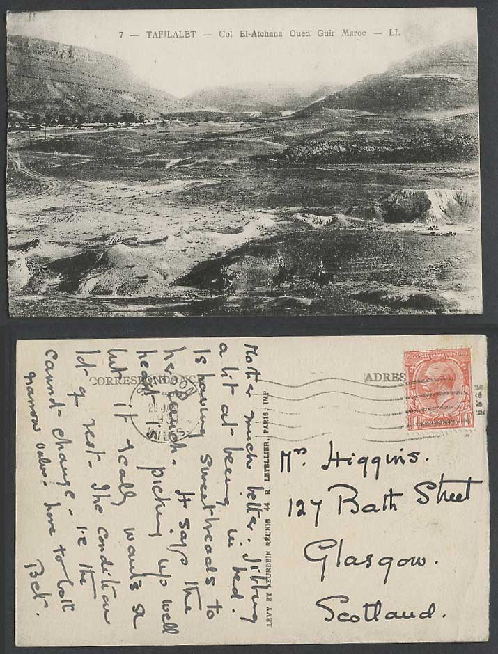 Morocco 1931 Old Postcard Tafilalet Col El-Atchana Oued Guir Oasis Tafilet L.L.7