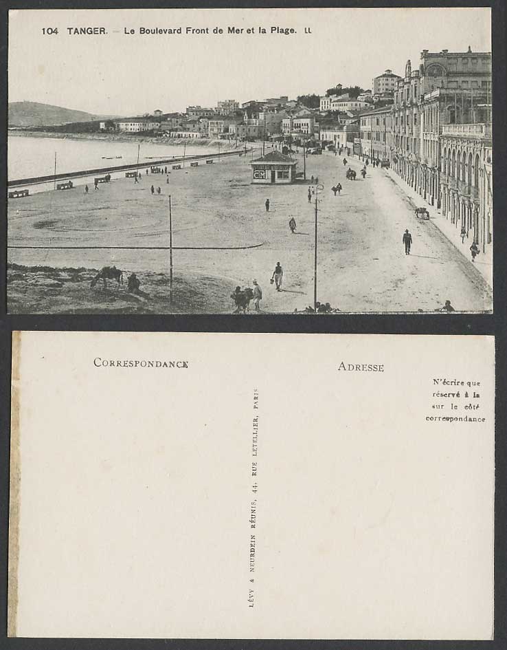 Morocco L.L. 104 Old Postcard Tanger Le Boulevard Front de Mer et La Plage Beach