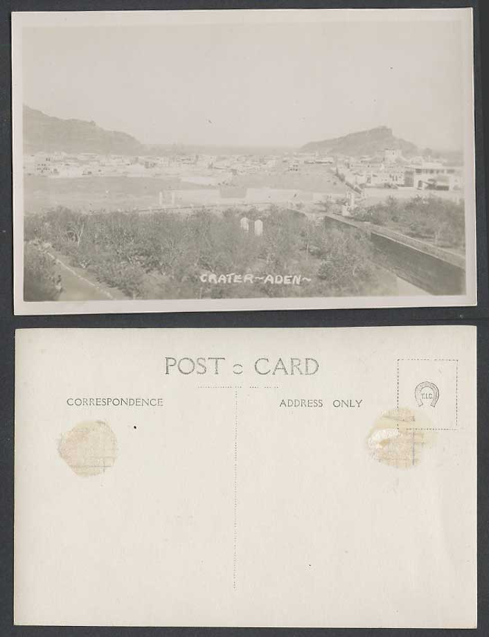 Aden Crater Yemen Middle East Panorama General View Str. Old Real Photo Postcard