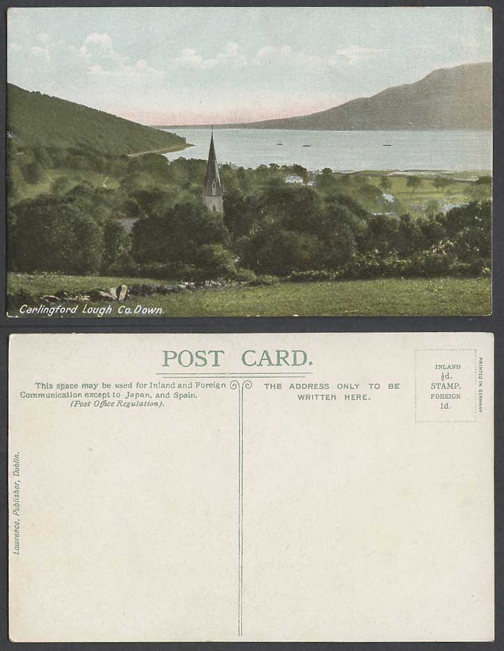 Ireland Old Colour Postcard Carlingford Lough Lake Tower Irish Panorama Co. Down