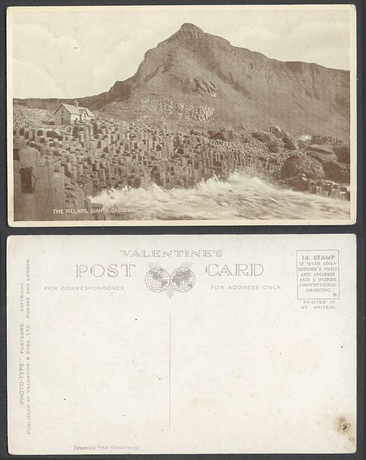 Northern Ireland Old Postcard Horizontal Pillars Giant's Causeway Co Antrim Rock