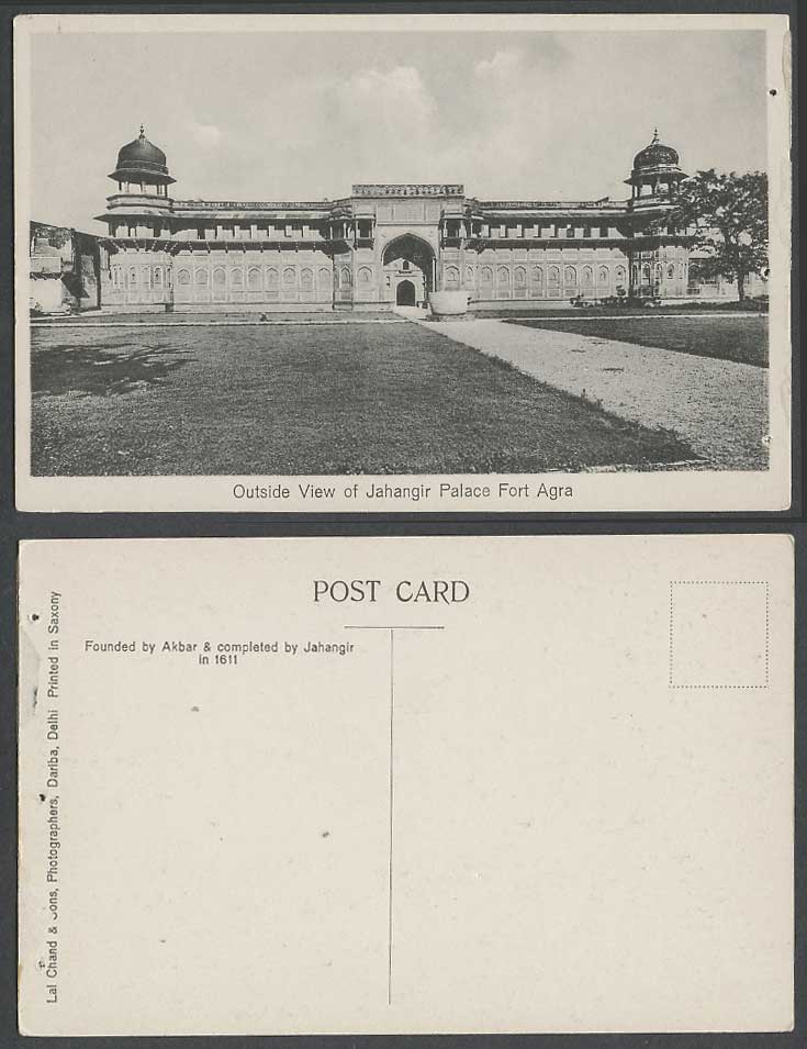 India Old Postcard Outside View Jahangir Palace Fort Agra, Akbar Completely 1611