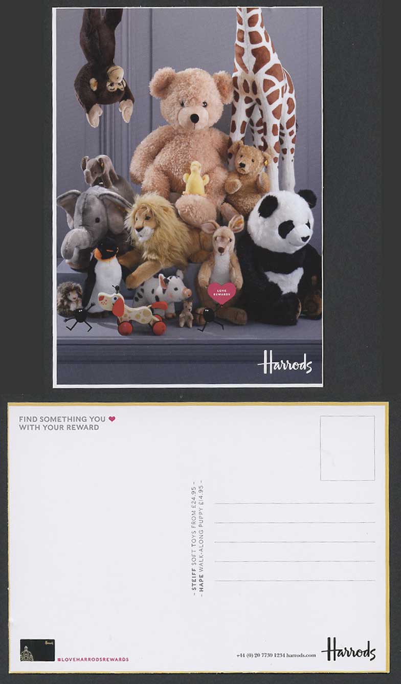 Harrods Ad Postcard Chinese Giant Panda Teddy Bear Pig Dog Elephant Giraffe Lion