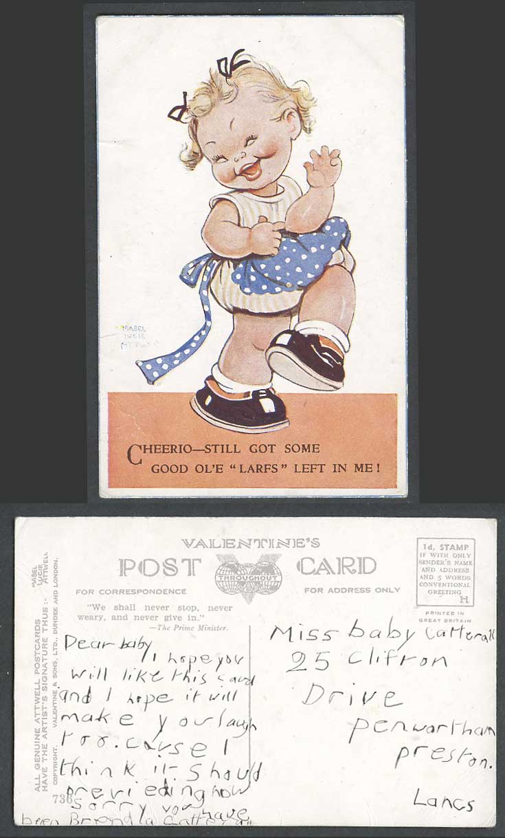 MABEL LUCIE ATTWELL Old Postcard Cheerio Still Got Good Ol'e LARFS in Me No. 736