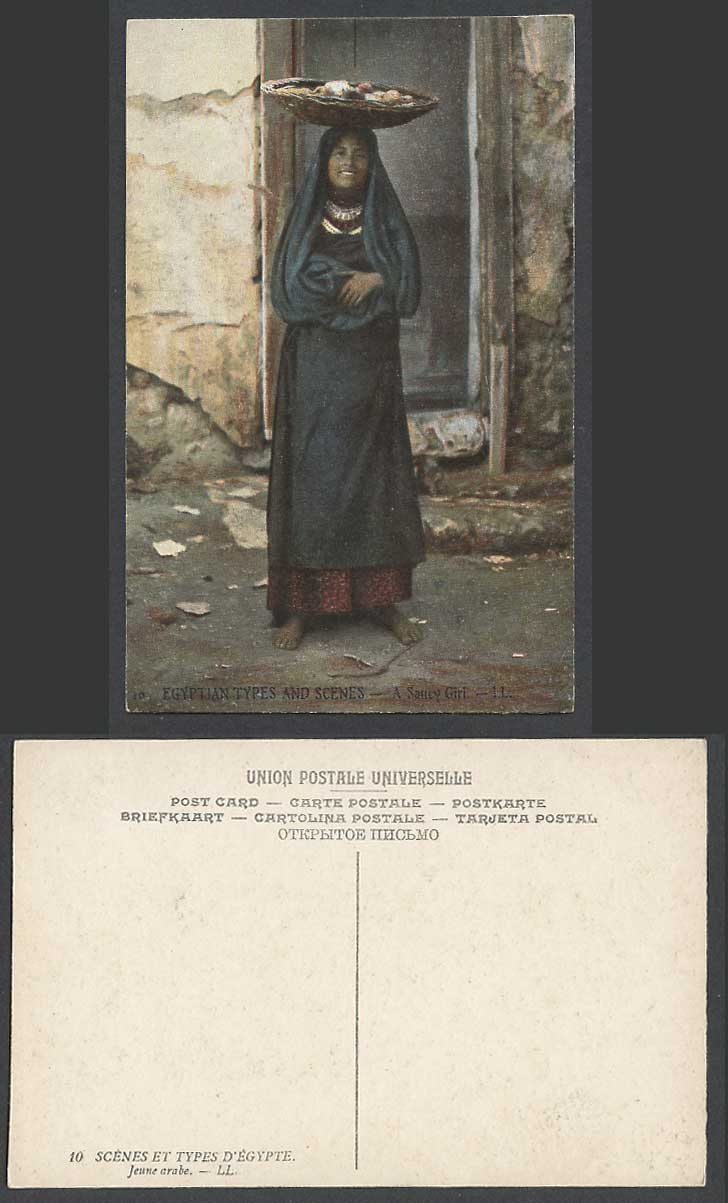 Egypt Old Postcard A Saucy Girl, Native Woman Lady, Barefoot Jeune Arabe L.L. 10