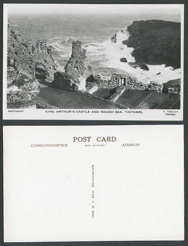 Tintagel King Arthur's Castle Ruins Arched Gate Rough Sea Cornwall Old Postcard