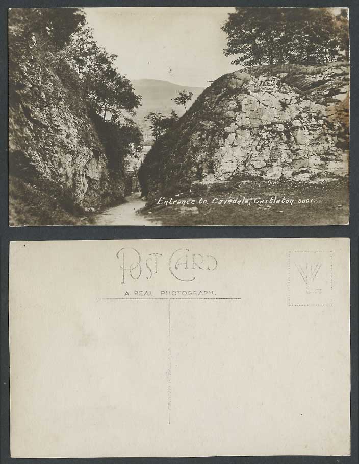 Castleton Path Entrance to Cavedale, Derbyshire Peak District Rocks Old Postcard