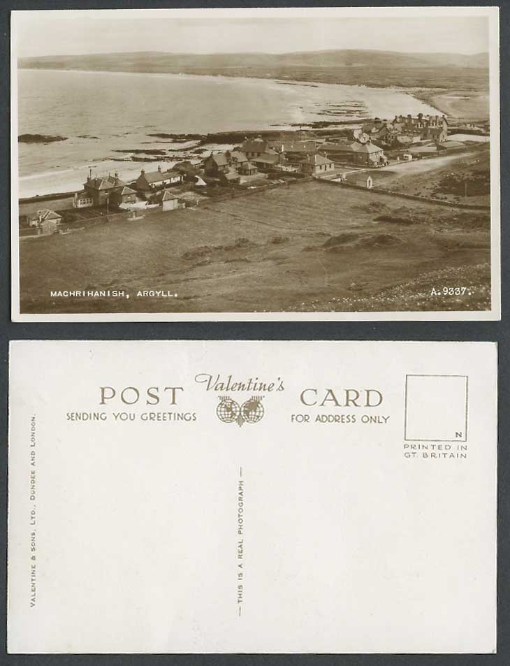 Machrihanish Argyll, Beach Coast Seaside Panorama, Hills Old Real Photo Postcard