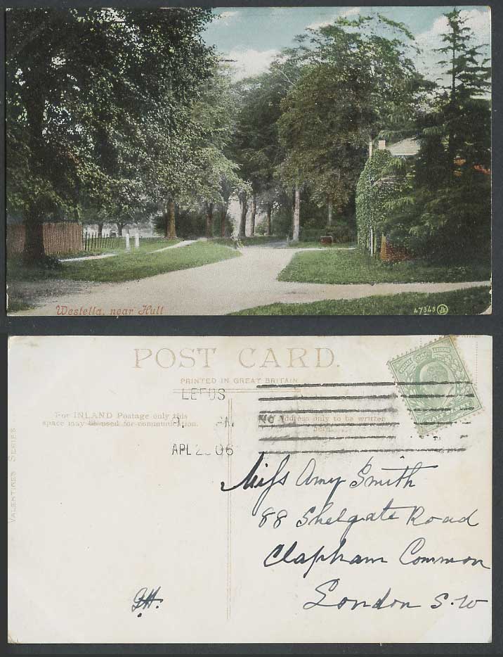 HULL Westella West Ella near Hull Street Scene Yorkshire 1906 Old Color Postcard